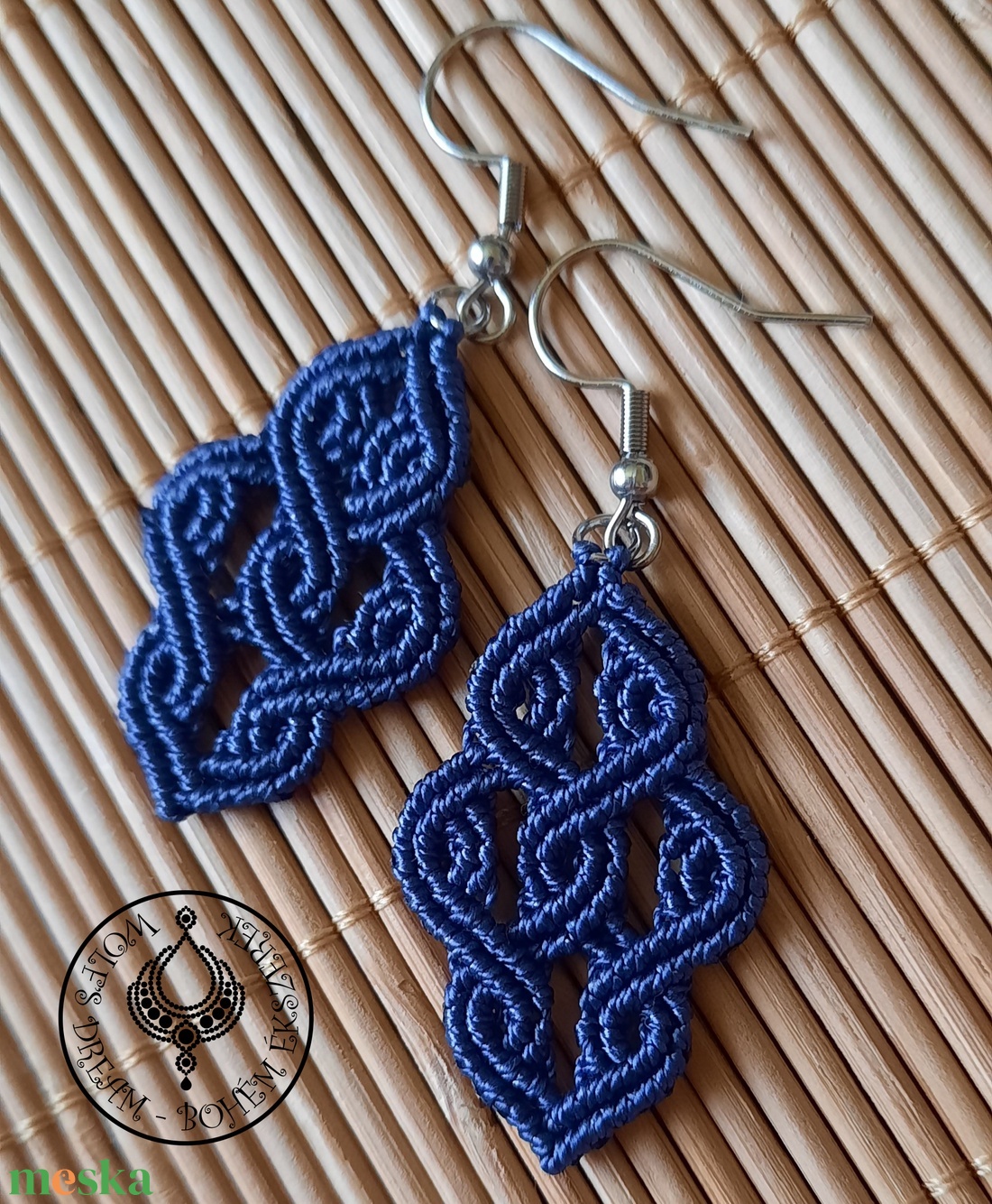 Kelta stílusú fülbevaló - sötétkék - ékszer - fülbevaló - lógó fülbevaló - Meska.hu