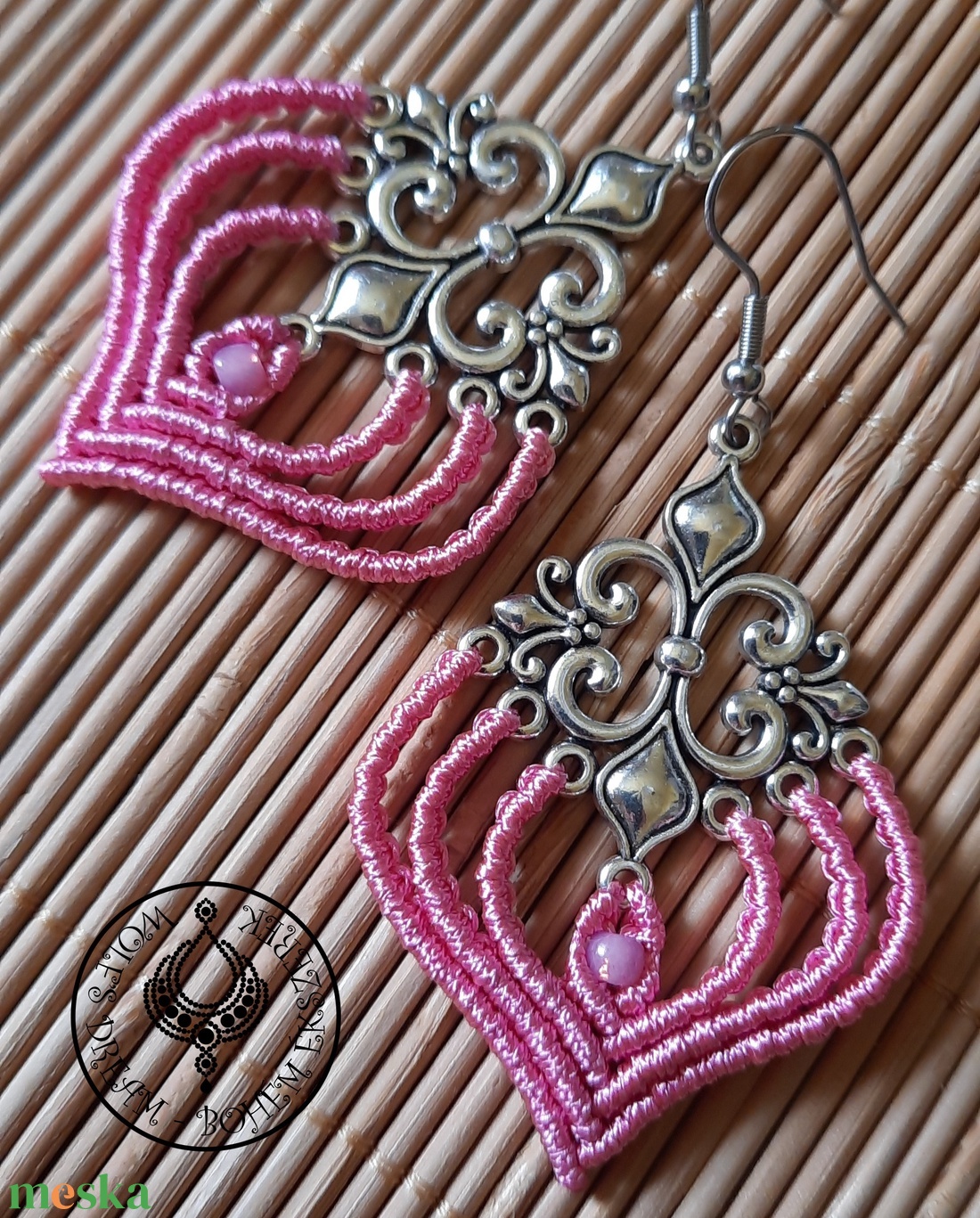 Ornament fülbevaló - rózsaszín - ékszer - fülbevaló - lógó fülbevaló - Meska.hu Ornament fülbevaló - rózsaszín - ékszer - fülbevaló - lógó fülbevaló - Meska.hu