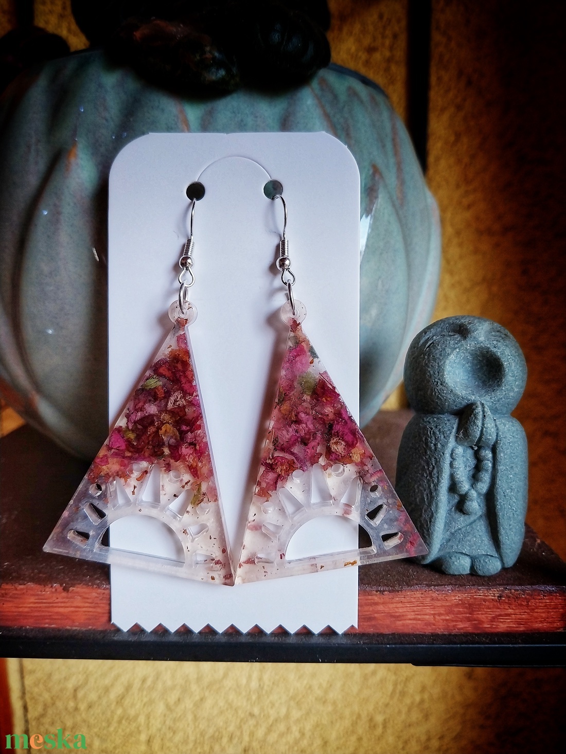 Rózsás Nap Fülbevaló - Moon Garden Kollekció - ékszer - fülbevaló - lógó fülbevaló - Meska.hu