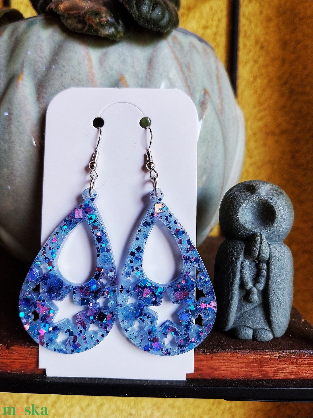 Csillagos Éj Fülbevaló - Moon Garden Kollekció - ékszer - fülbevaló - lógó csepp fülbevaló - Meska.hu