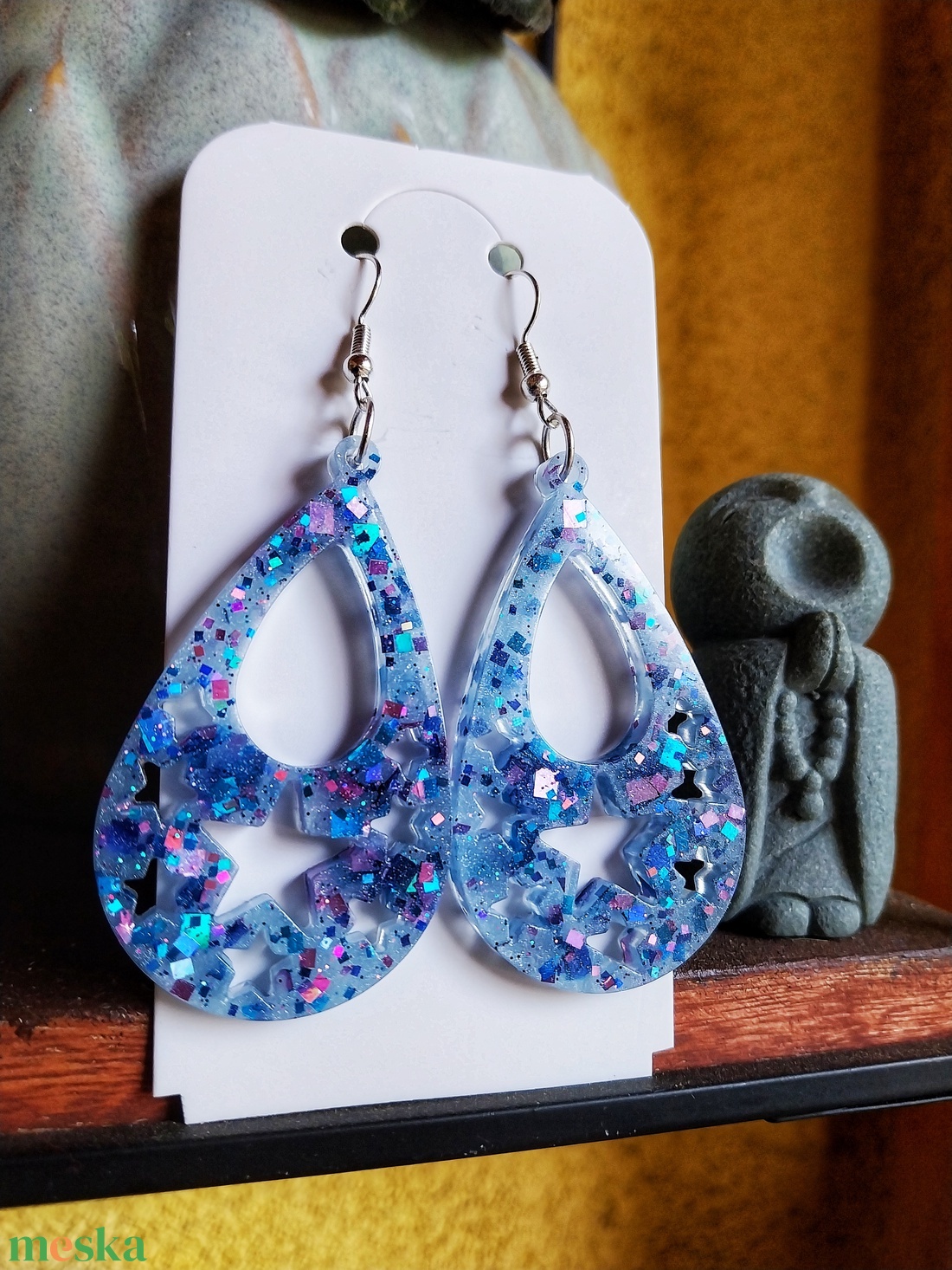 Csillagos Éj Fülbevaló - Moon Garden Kollekció - ékszer - fülbevaló - lógó csepp fülbevaló - Meska.hu