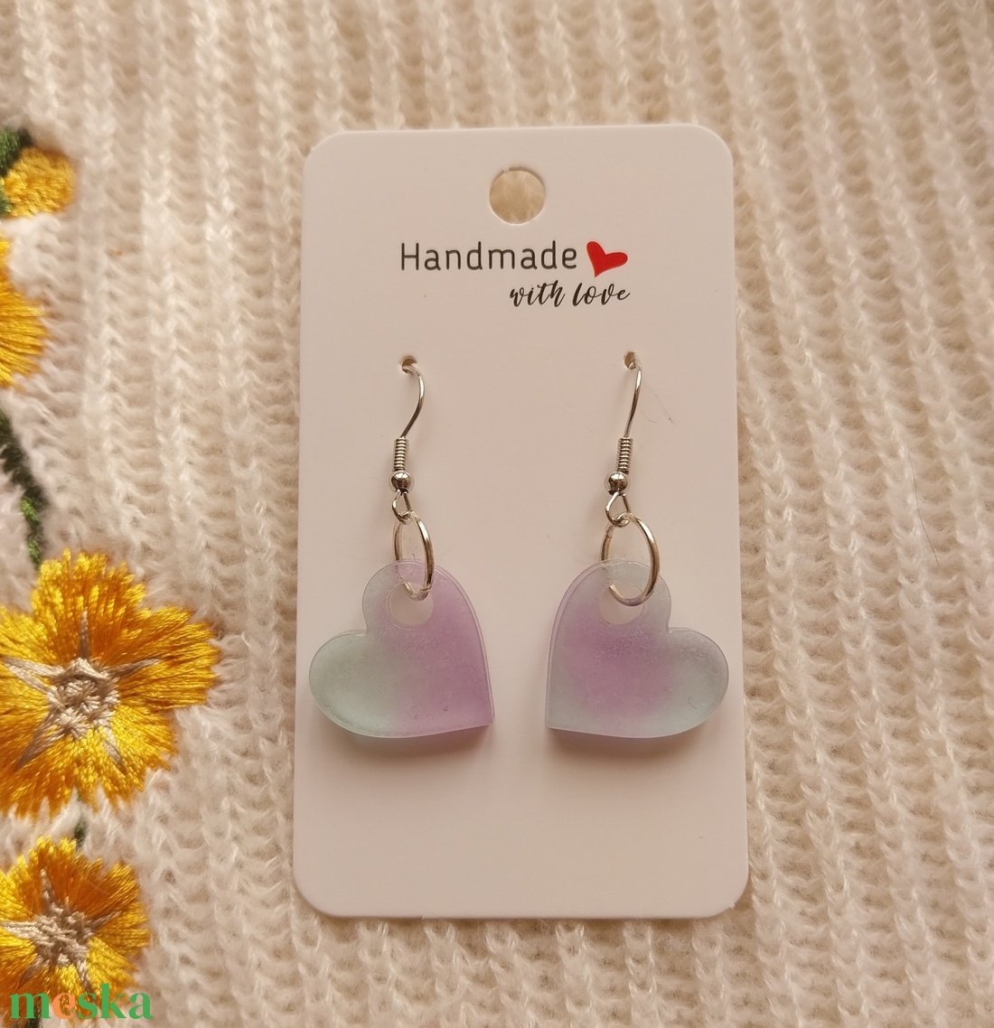 Levendula Ihletésű Műgyanta Fülbevaló - ékszer - fülbevaló - lógó fülbevaló - Meska.hu