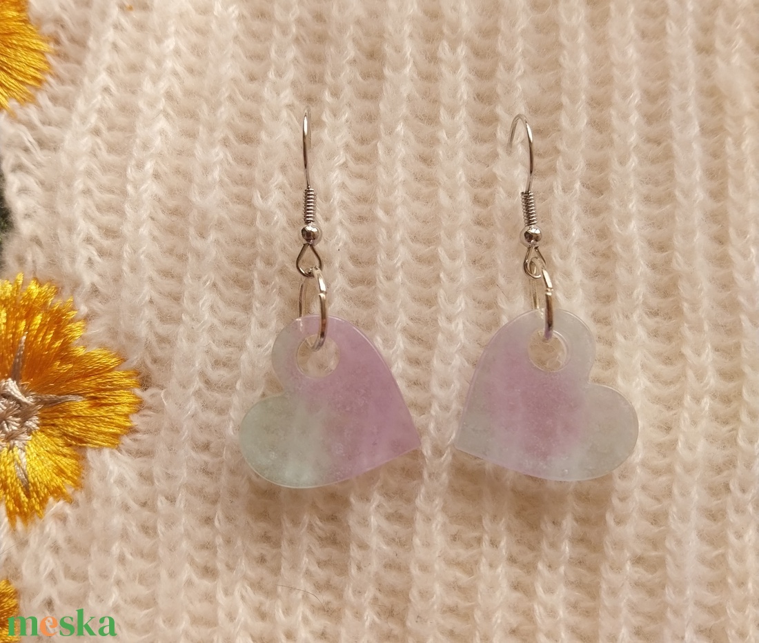 Levendula Ihletésű Műgyanta Fülbevaló - ékszer - fülbevaló - lógó fülbevaló - Meska.hu