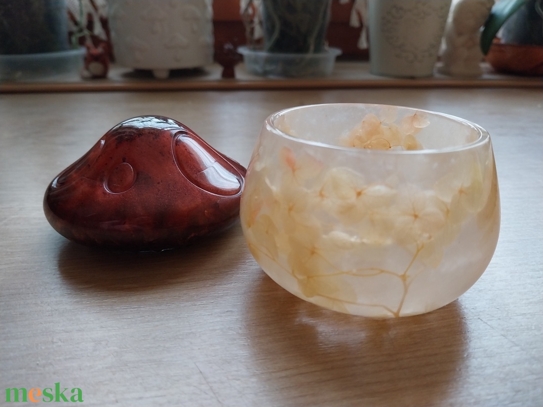 Műgyanta Gomba Tároló Növényekkel - ékszer - ékszertartó - ékszertartó tál - Meska.hu