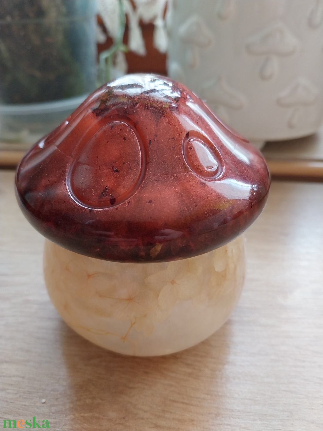 Műgyanta Gomba Tároló Növényekkel - ékszer - ékszertartó - ékszertartó tál - Meska.hu