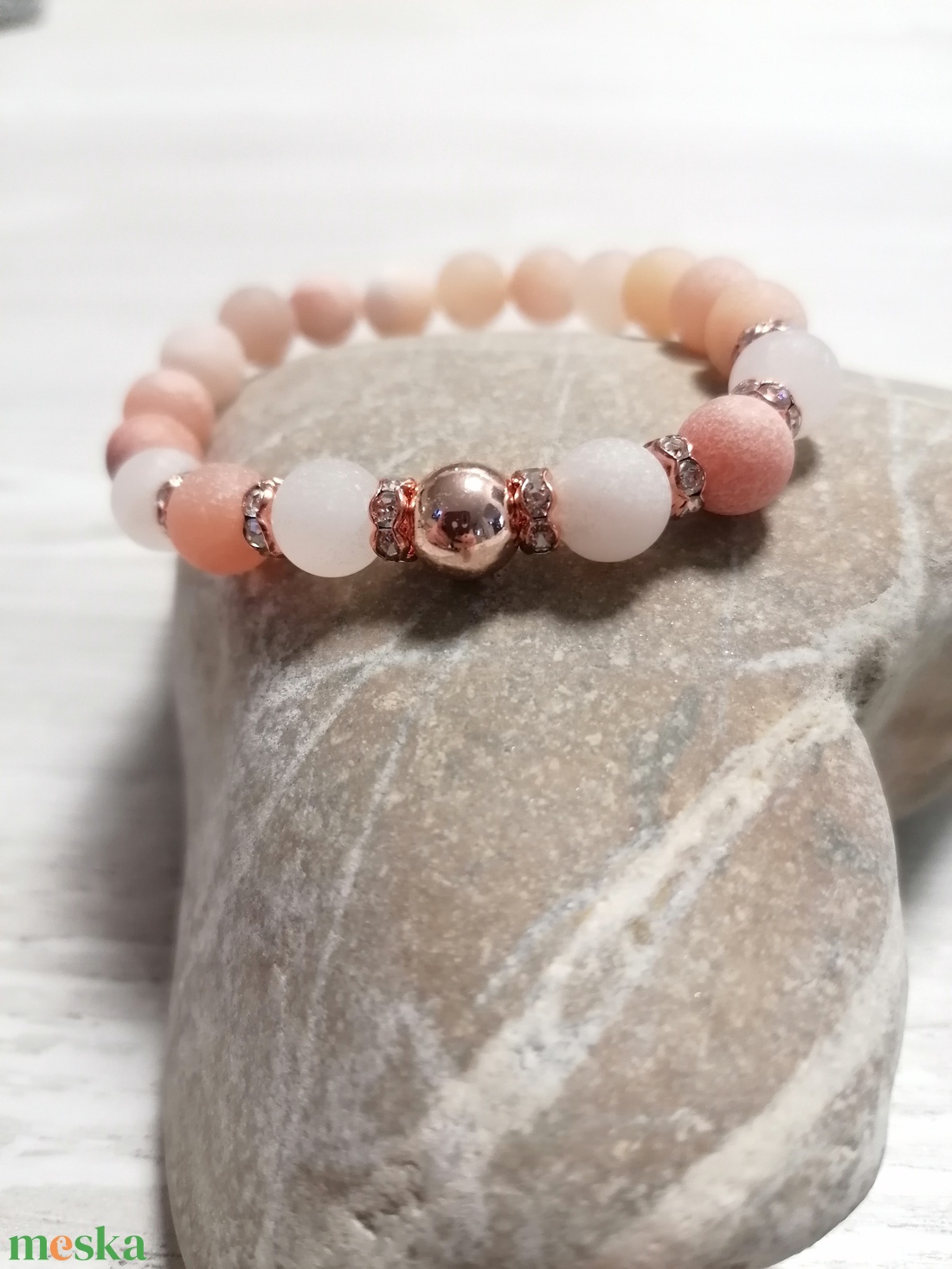 Matt Pink Aventurin Női Ásványkarkötő - ékszer - karkötő - gyöngyös karkötő - Meska.hu