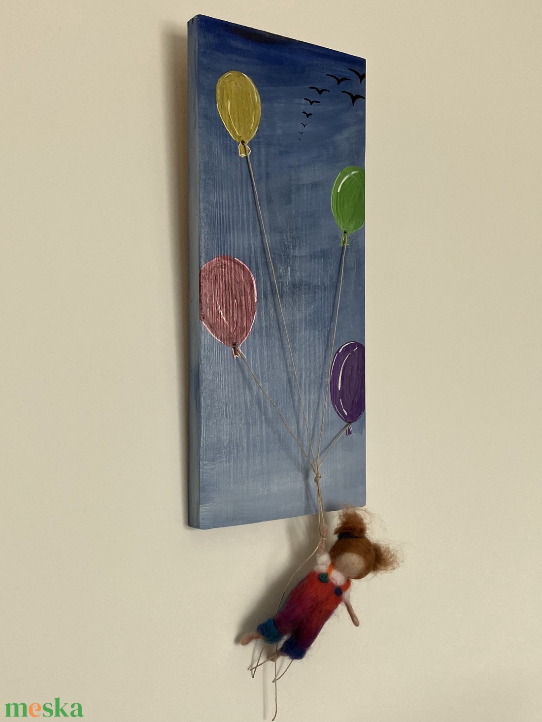 Lufikkal szállni - 3D fali fekoráció, akril festmény tűnemezelt kislánnyal - otthon & életmód - babaszoba, gyerekszoba - babaszoba dekoráció - Meska.hu Lufikkal szállni - 3D fali fekoráció, akril festmény tűnemezelt kislánnyal - otthon & életmód - babaszoba, gyerekszoba - babaszoba dekoráció - Meska.hu