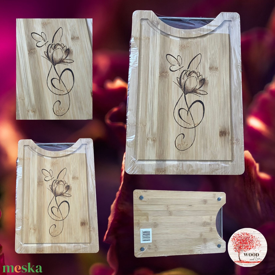 Bambusz vágódeszka - ajándék, Valentin nap, nőnap, anyák napja, stb. - otthon & életmód - konyhafelszerelés, tálalás - sütés, főzés - vágódeszka - Meska.hu