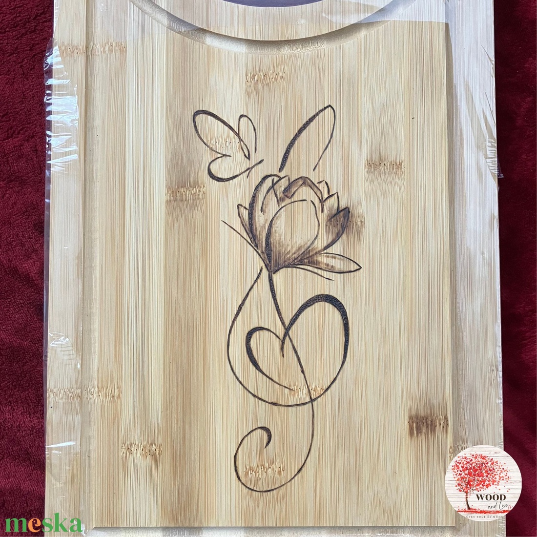 Bambusz vágódeszka - ajándék, Valentin nap, nőnap, anyák napja, stb. - otthon & életmód - konyhafelszerelés, tálalás - sütés, főzés - vágódeszka - Meska.hu