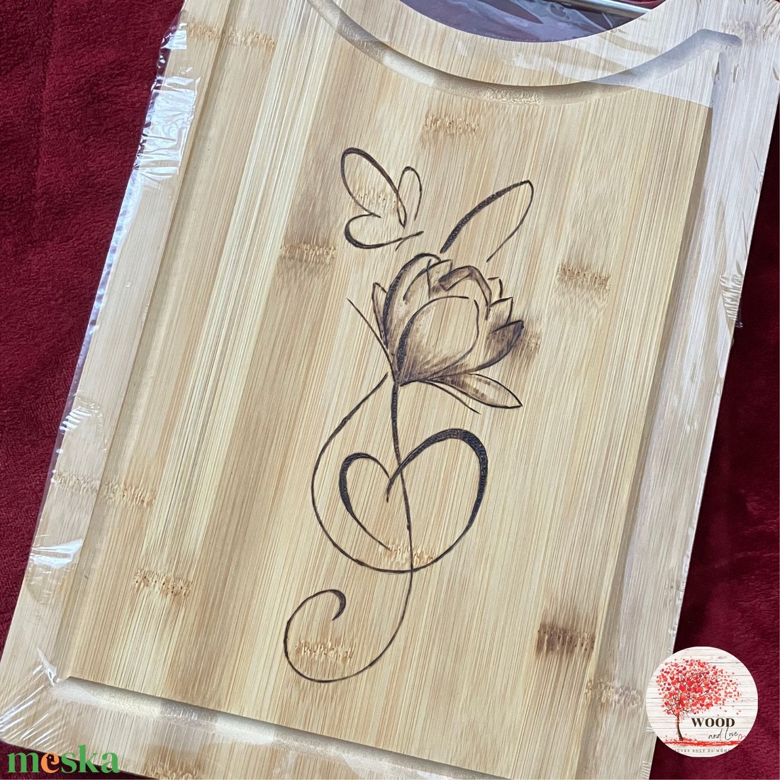 Bambusz vágódeszka - ajándék, Valentin nap, nőnap, anyák napja, stb. - otthon & életmód - konyhafelszerelés, tálalás - sütés, főzés - vágódeszka - Meska.hu
