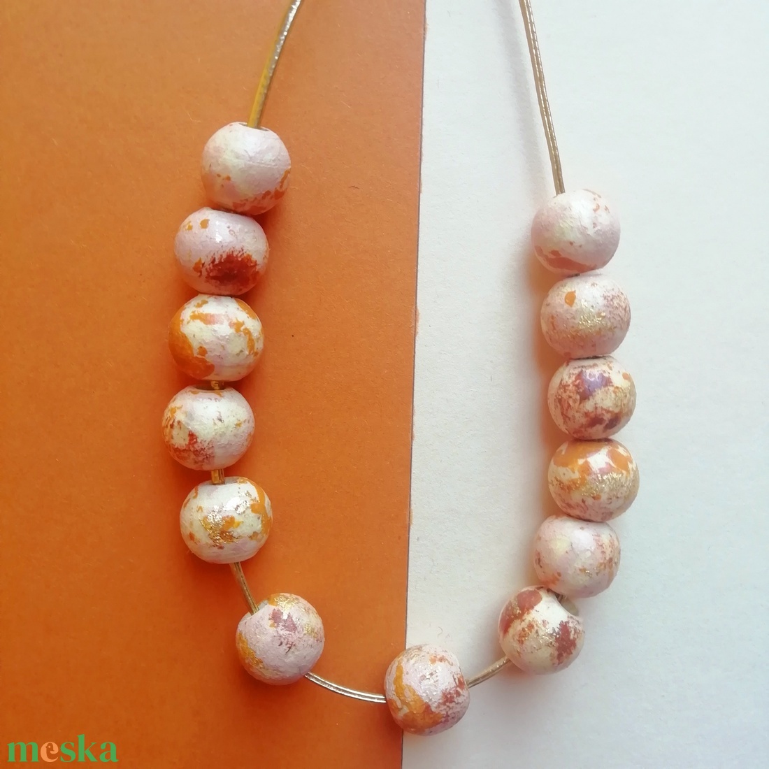 Arany és narancssárga fagyöngy nyaklánc  - ékszer - nyaklánc - bogyós nyaklánc - Meska.hu