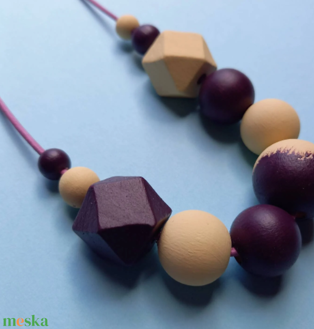 Lila és bézs fa geometrikus nyaklánc - ékszer - nyaklánc - bogyós nyaklánc - Meska.hu Lila és bézs fa geometrikus nyaklánc - ékszer - nyaklánc - bogyós nyaklánc - Meska.hu