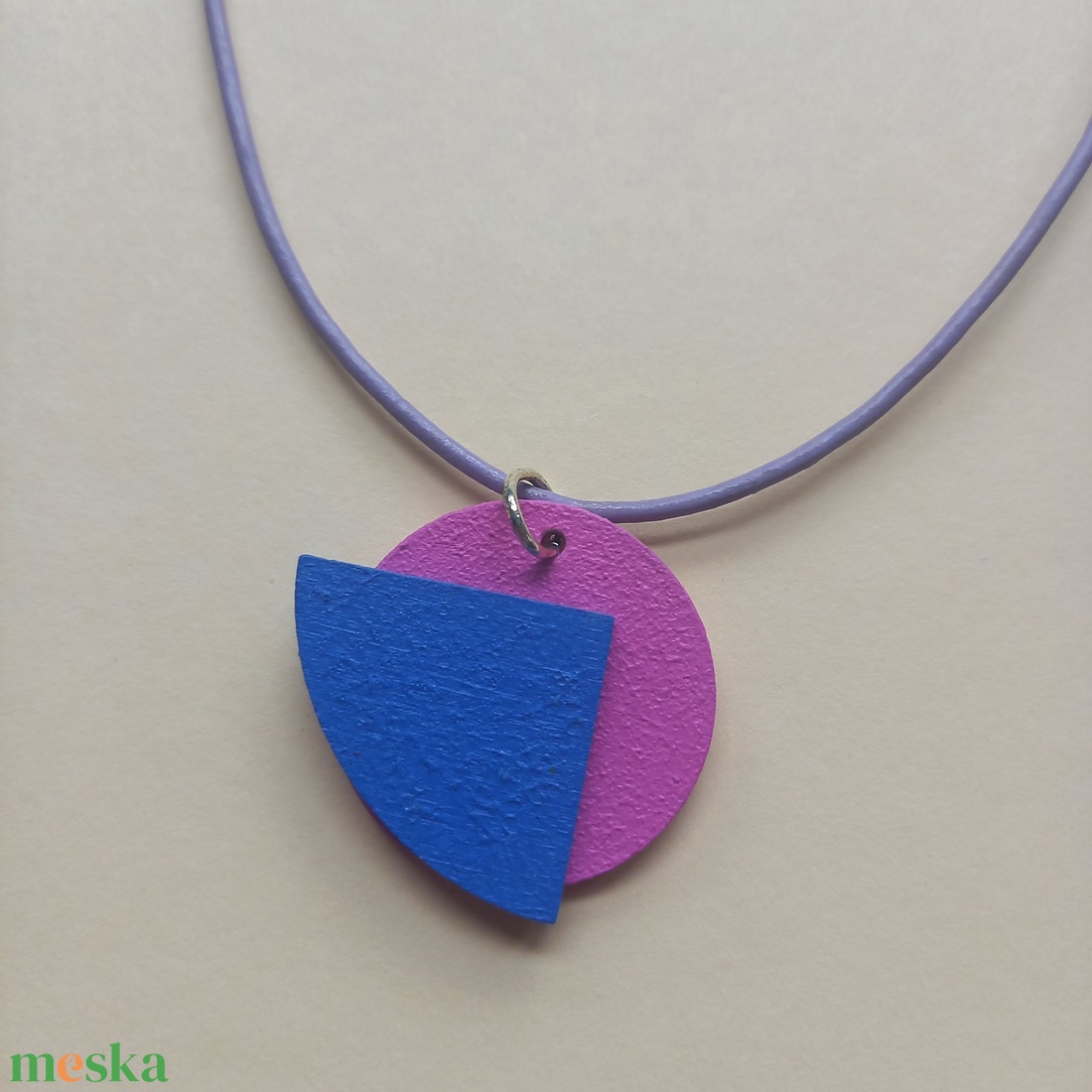 Kék és fukszia aszimmetrikus absztrakt szett-KIFUTÓ TERMÉK - ékszer - ékszerszett - Meska.hu