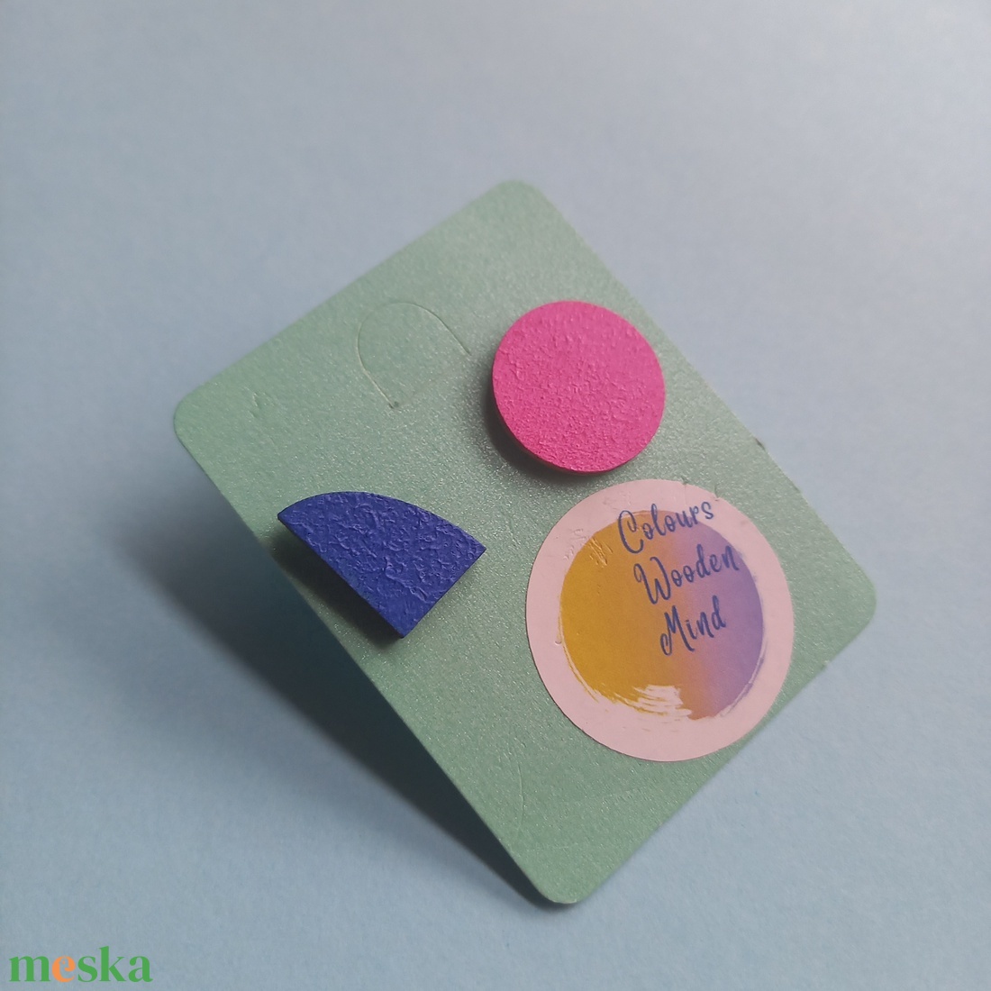 Kék és fukszia aszimmetrikus absztrakt szett-KIFUTÓ TERMÉK - ékszer - ékszerszett - Meska.hu