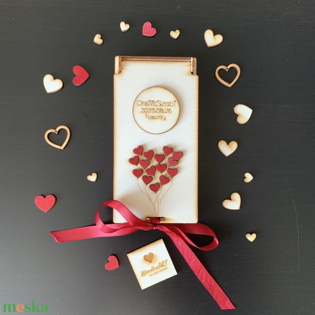 Pénzátadó doboz esküvőre - szív lufik - esküvő - emlék & ajándék - nászajándék - esküvői pénzátadó doboz - Meska.hu