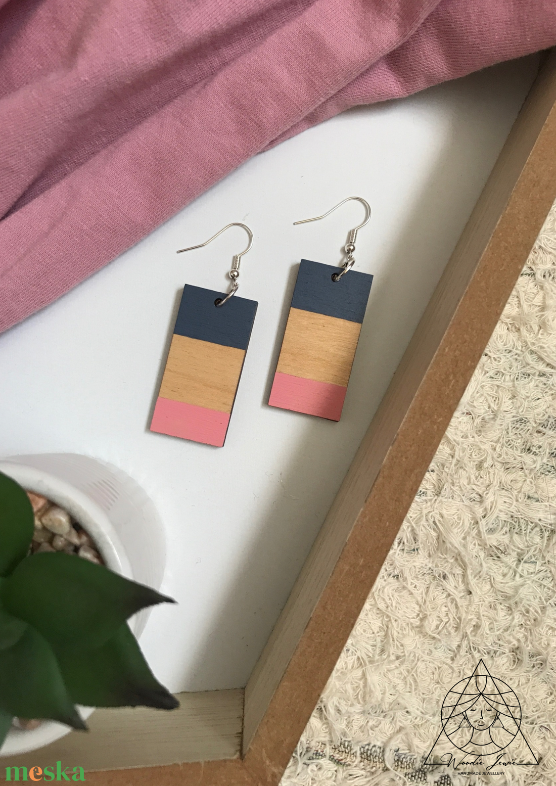Kék és pink téglalap - ékszer - fülbevaló - lógó fülbevaló - Meska.hu Kék és pink téglalap - ékszer - fülbevaló - lógó fülbevaló - Meska.hu