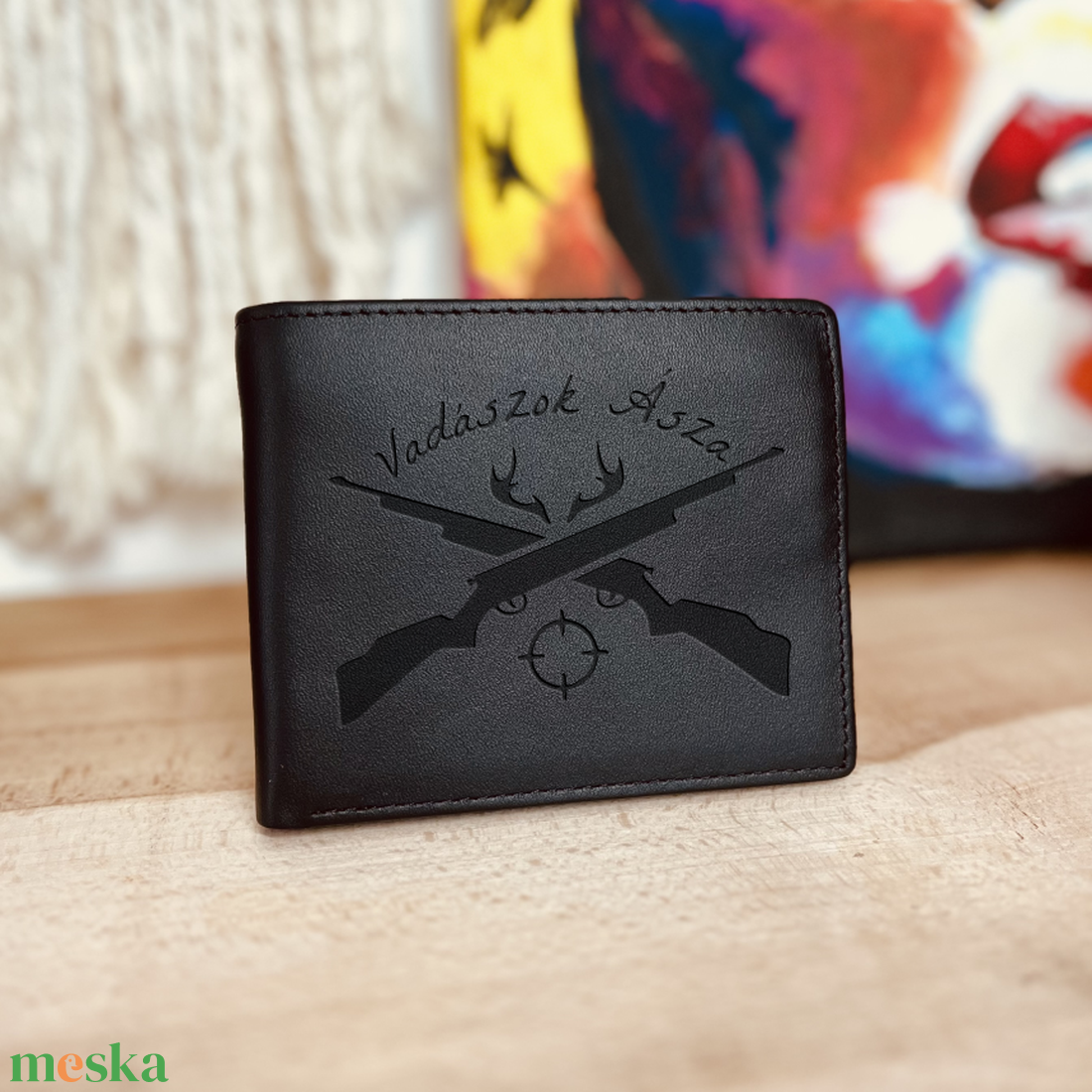 Bőr pénztárca - Vadász mintával - táska & tok - pénztárca & más tok - pénztárca - férfi pénztárca - Meska.hu