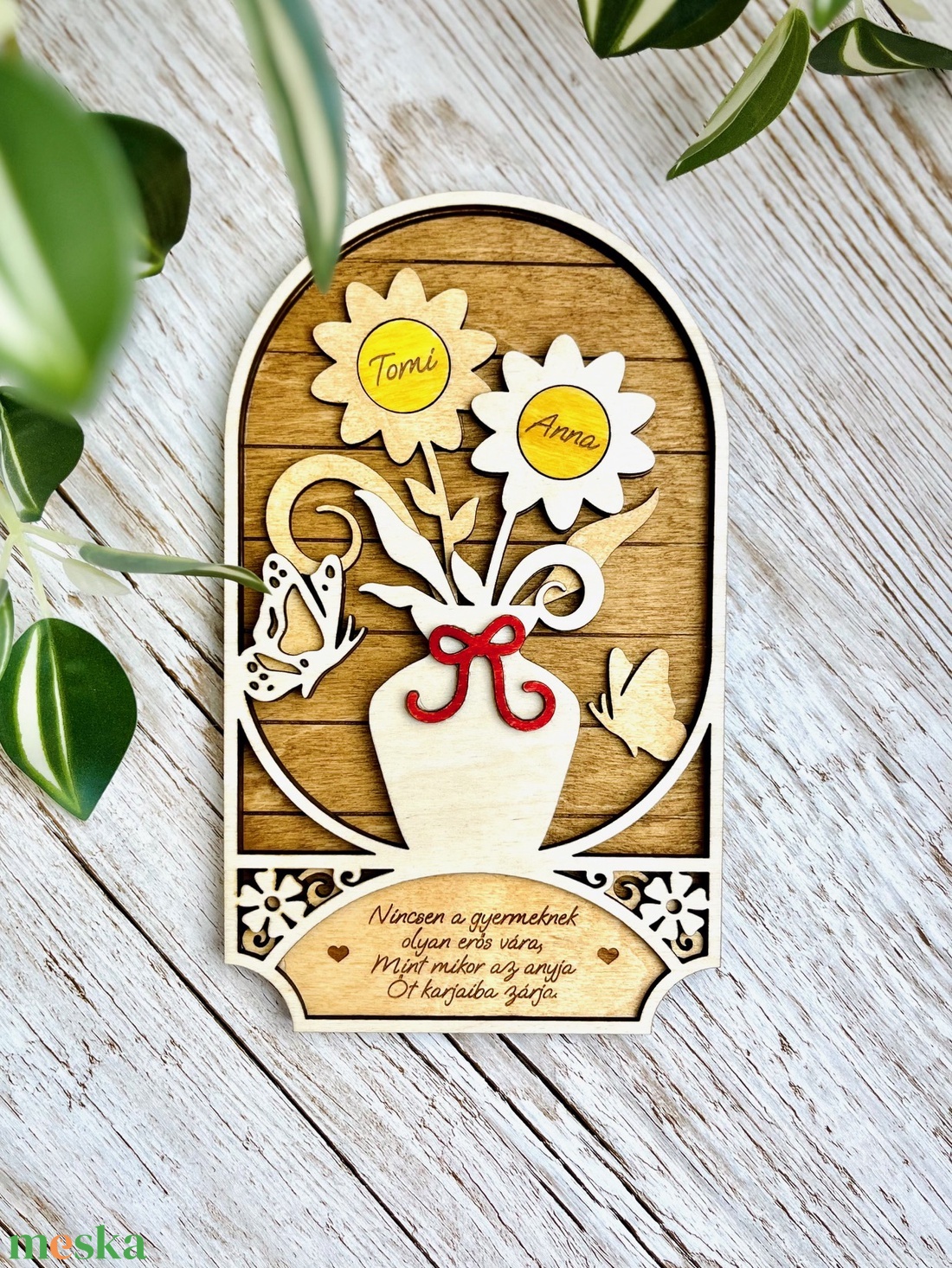 Anyák napi virágcsokor dekorkép - akár 6 virággal-névvel - otthon & életmód - dekoráció - fali és függő dekoráció - falra akasztható dekor - Meska.hu