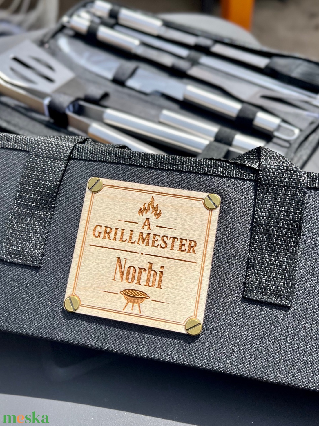 Személyre szabható grill szett névtáblával - otthon & életmód - ház & kert - bográcsozás, grillezés - Meska.hu