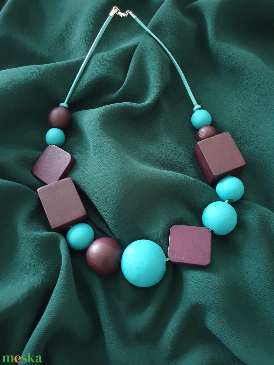 Fa geometrikus nyaklánc - ékszer - nyaklánc - bogyós nyaklánc - Meska.hu