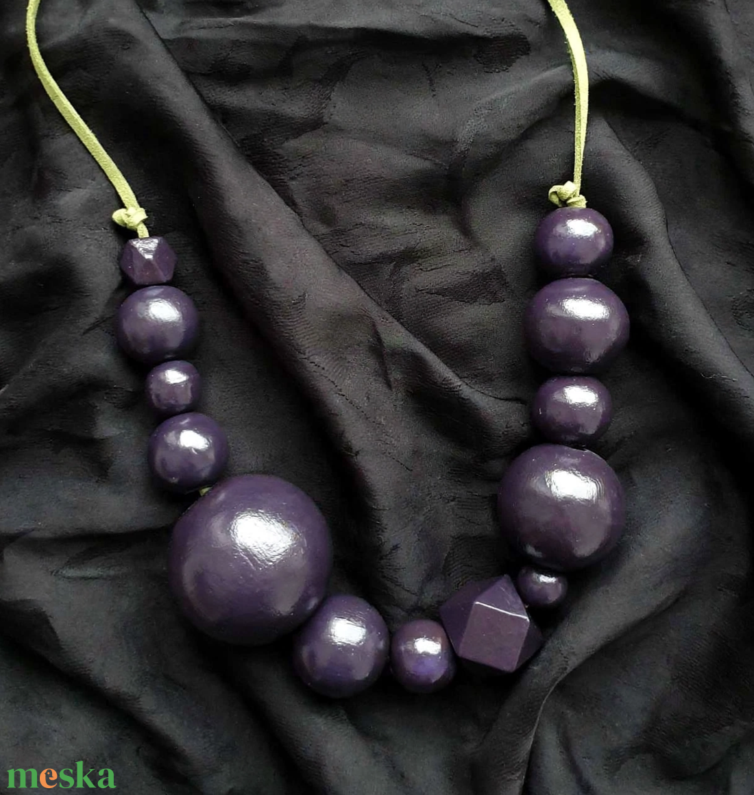  Királylila fa statement kézműves nyaklánc - ROYAL VIOLET  - ékszer - nyaklánc - statement nyaklánc - Meska.hu