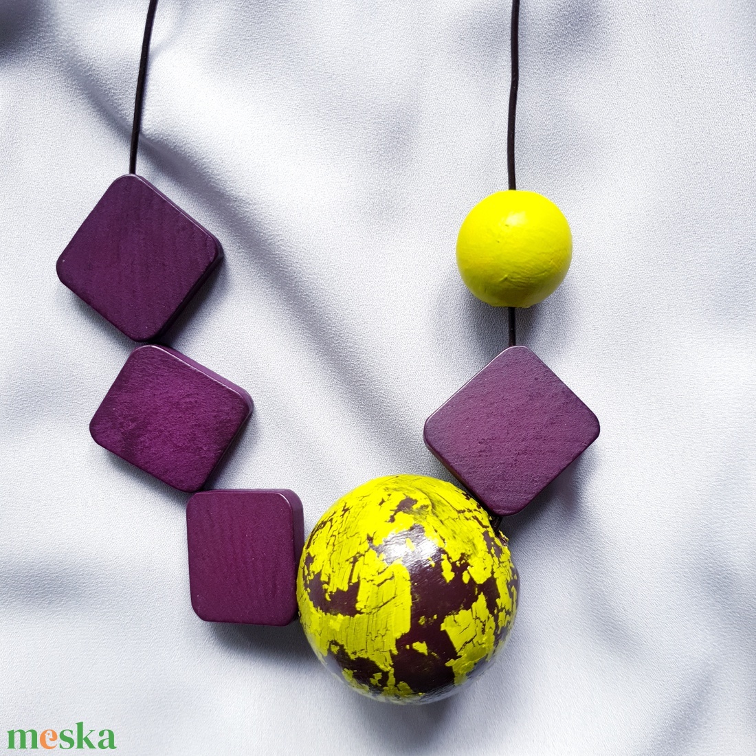 Fa geometrikus nyakl�nc - Vivara  - ékszer - nyaklánc - bogyós nyaklánc - Meska.hu