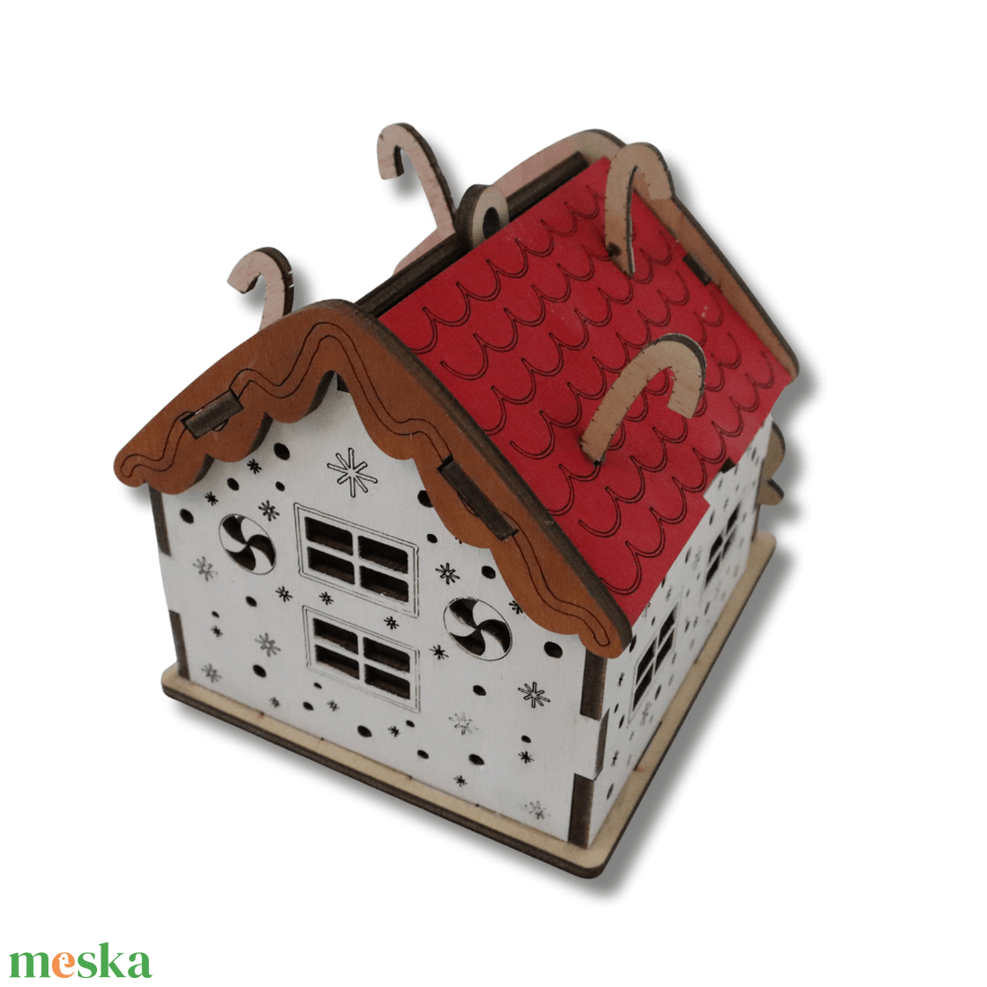 Mézeskalács ház - LED világítással - karácsony - karácsonyi lakásdekoráció - karácsonyi falu, házikó - Meska.hu