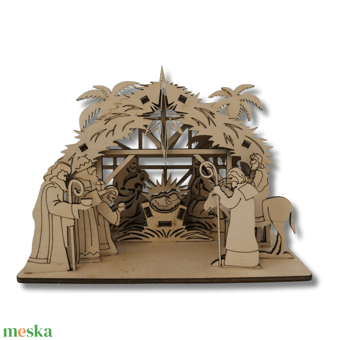 Betlehem - natúr - LED világítással - karácsony - karácsonyi lakásdekoráció - karácsonyi falu, házikó - Meska.hu