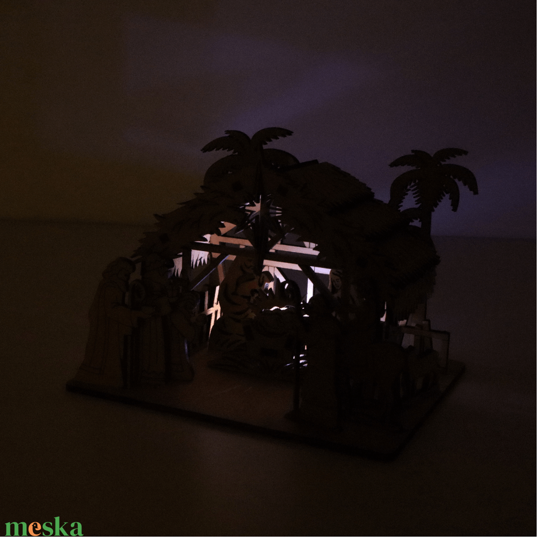 Betlehem - natúr - LED világítással - karácsony - karácsonyi lakásdekoráció - karácsonyi falu, házikó - Meska.hu