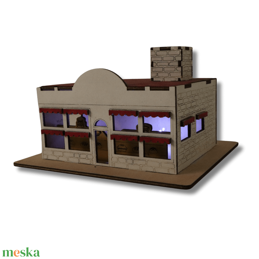 Amerikai pékség - LED világítással - karácsony - karácsonyi lakásdekoráció - karácsonyi falu, házikó - Meska.hu