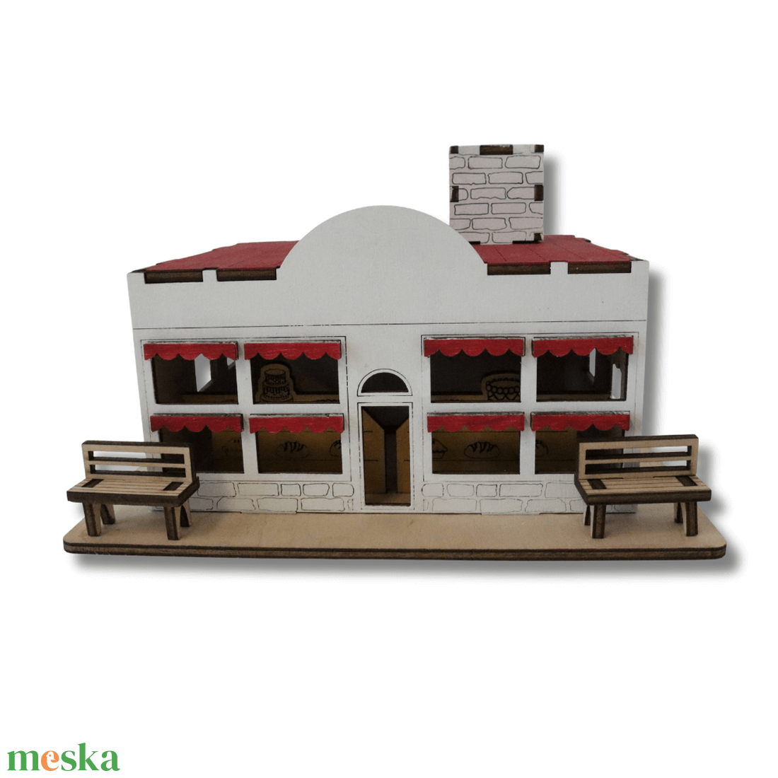 Amerikai pékség - LED világítással - karácsony - karácsonyi lakásdekoráció - karácsonyi falu, házikó - Meska.hu