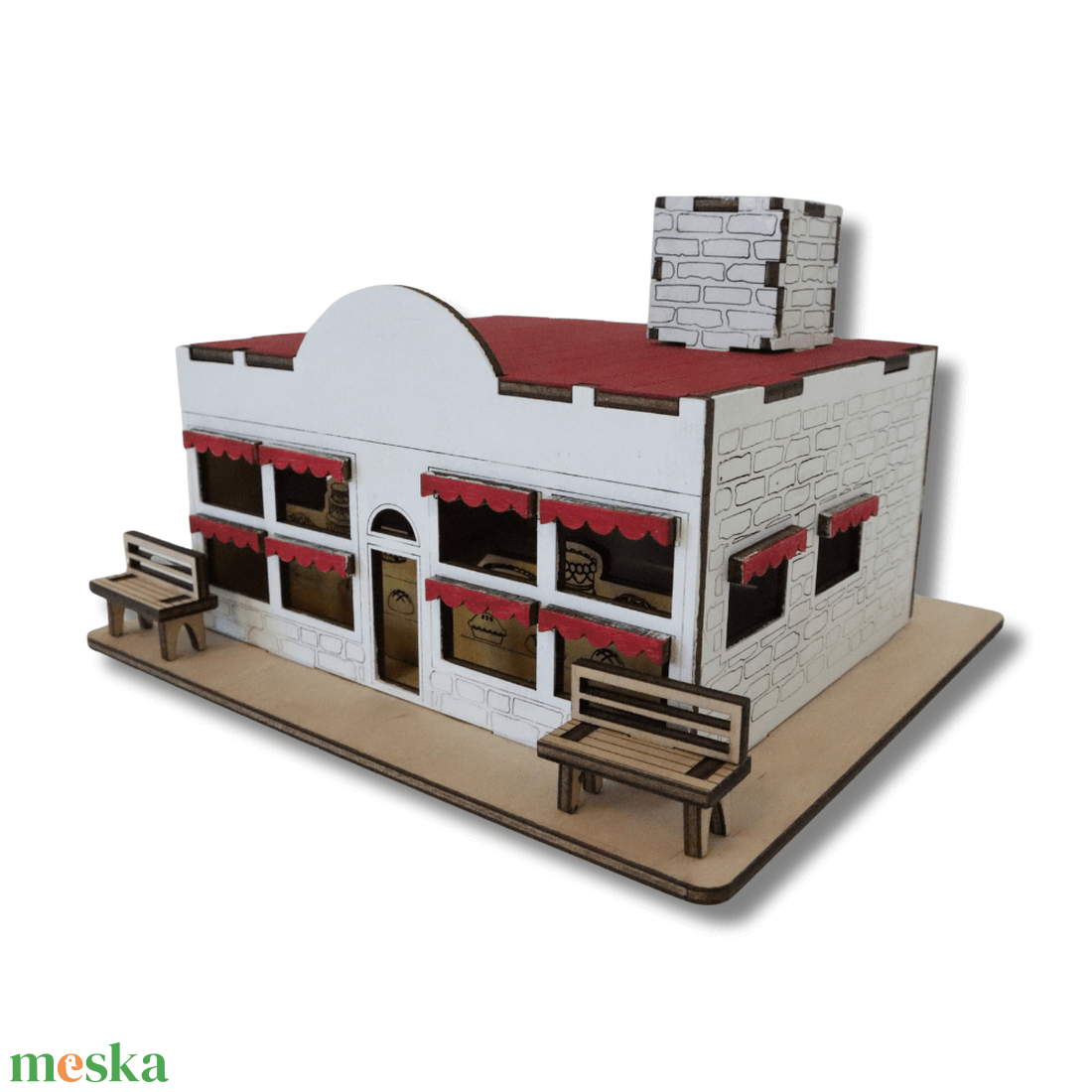 Amerikai pékség - LED világítással - karácsony - karácsonyi lakásdekoráció - karácsonyi falu, házikó - Meska.hu