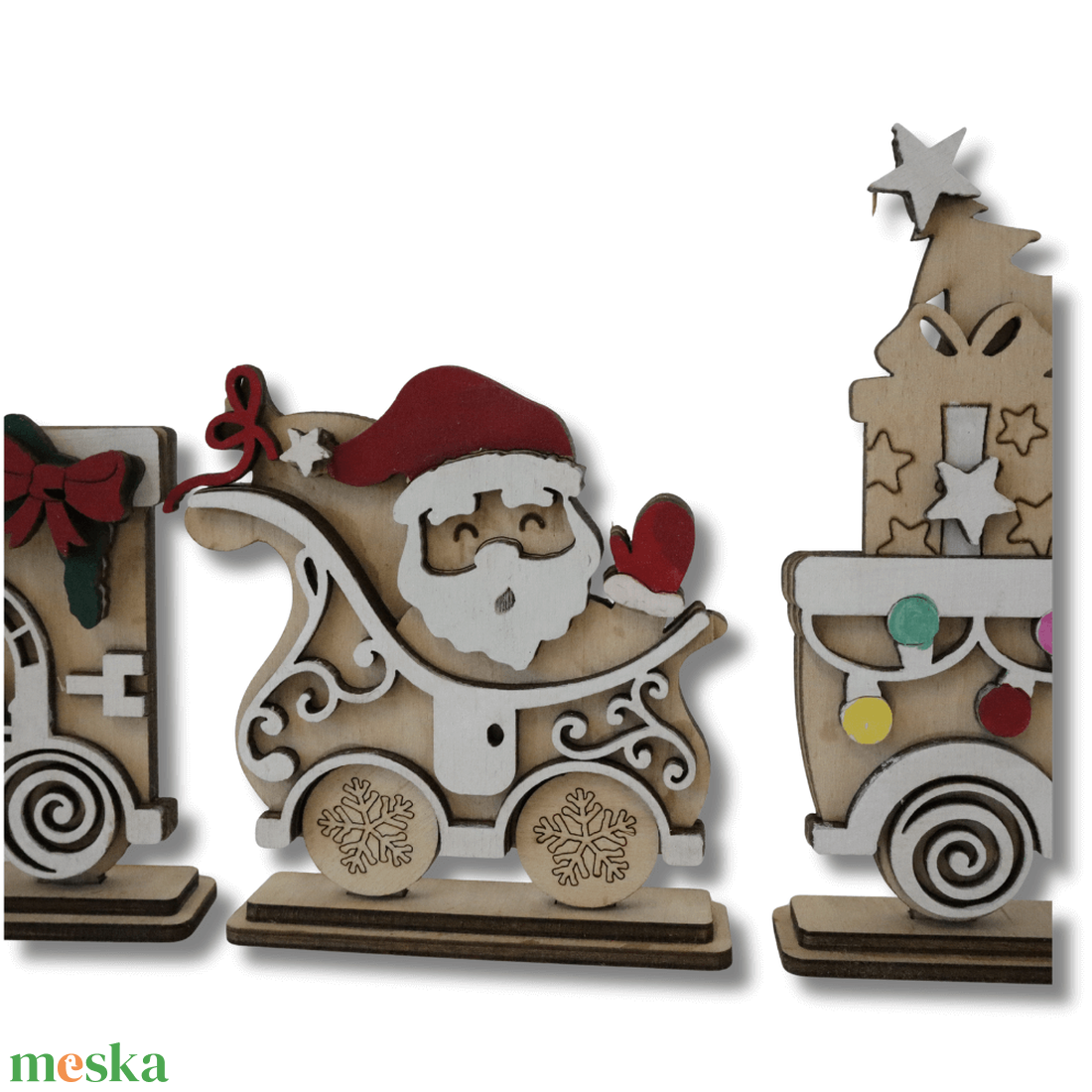 Rénszarvasos vonat dekoráció - karácsony - karácsonyi lakásdekoráció - karácsonyi falu, házikó - Meska.hu