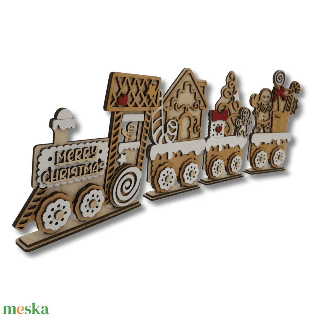 Keksz vonat dekoráció - karácsony - karácsonyi lakásdekoráció - karácsonyi falu, házikó - Meska.hu