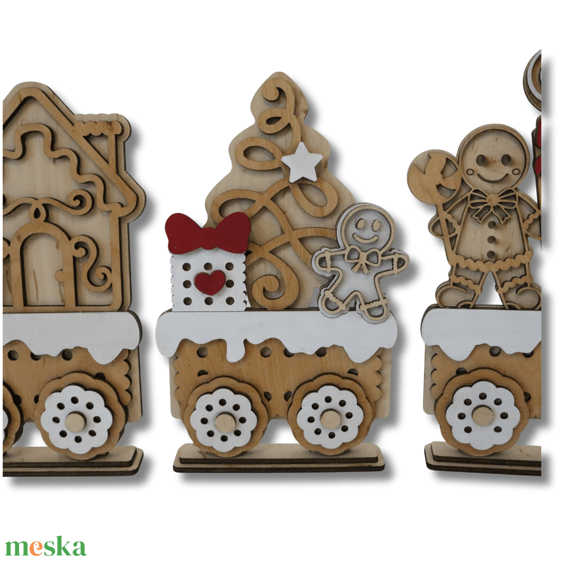 Keksz vonat dekoráció - karácsony - karácsonyi lakásdekoráció - karácsonyi falu, házikó - Meska.hu