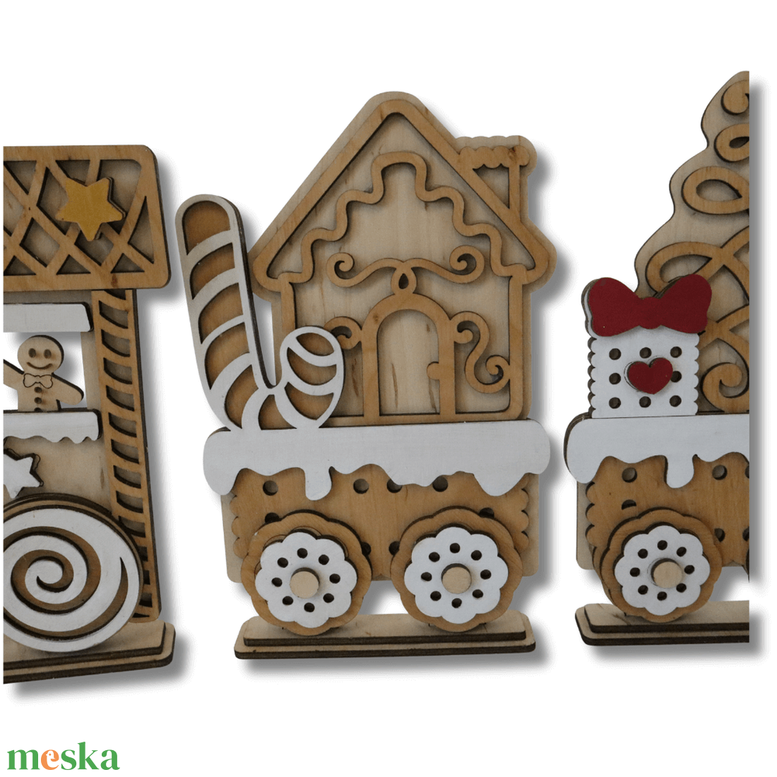 Keksz vonat dekoráció - karácsony - karácsonyi lakásdekoráció - karácsonyi falu, házikó - Meska.hu