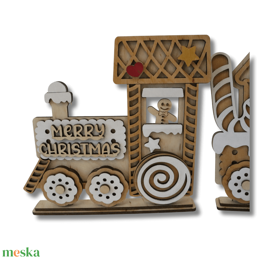 Keksz vonat dekoráció - karácsony - karácsonyi lakásdekoráció - karácsonyi falu, házikó - Meska.hu