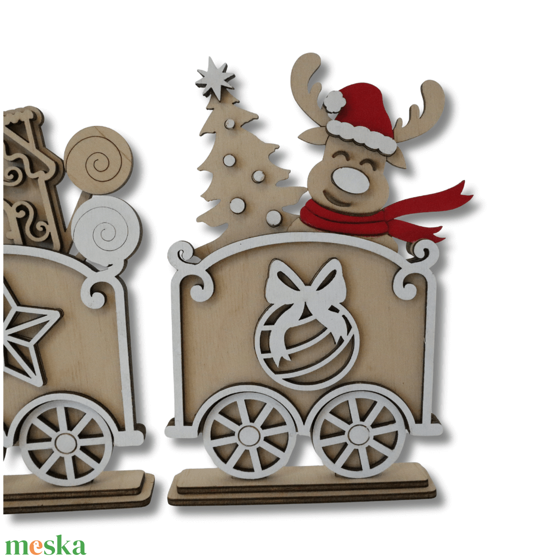 Hóember vonat dekoráció - karácsony - karácsonyi lakásdekoráció - karácsonyi falu, házikó - Meska.hu