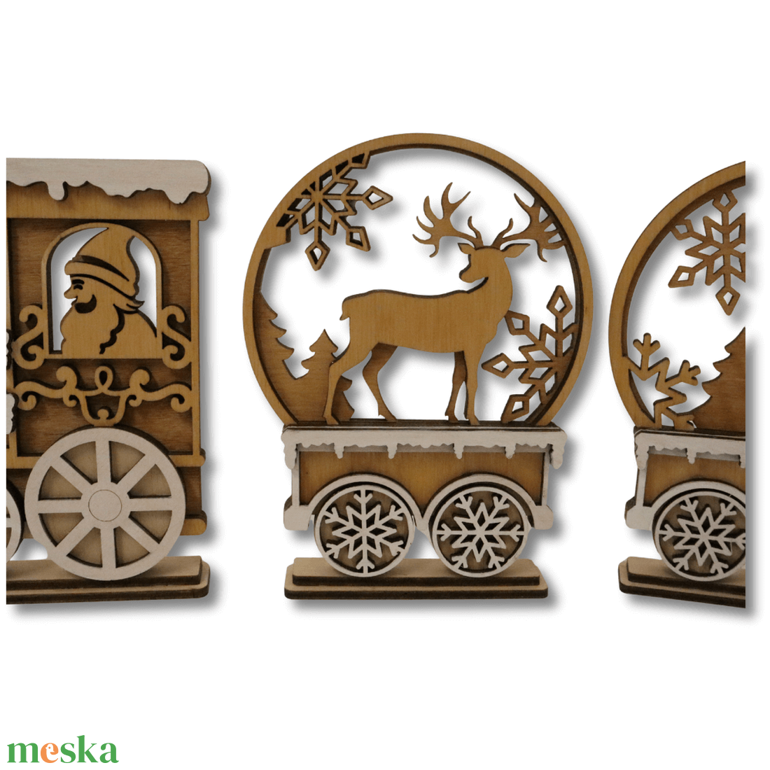 Klasszikus Mikulás vonat dekoráció - karácsony - karácsonyi lakásdekoráció - karácsonyi falu, házikó - Meska.hu