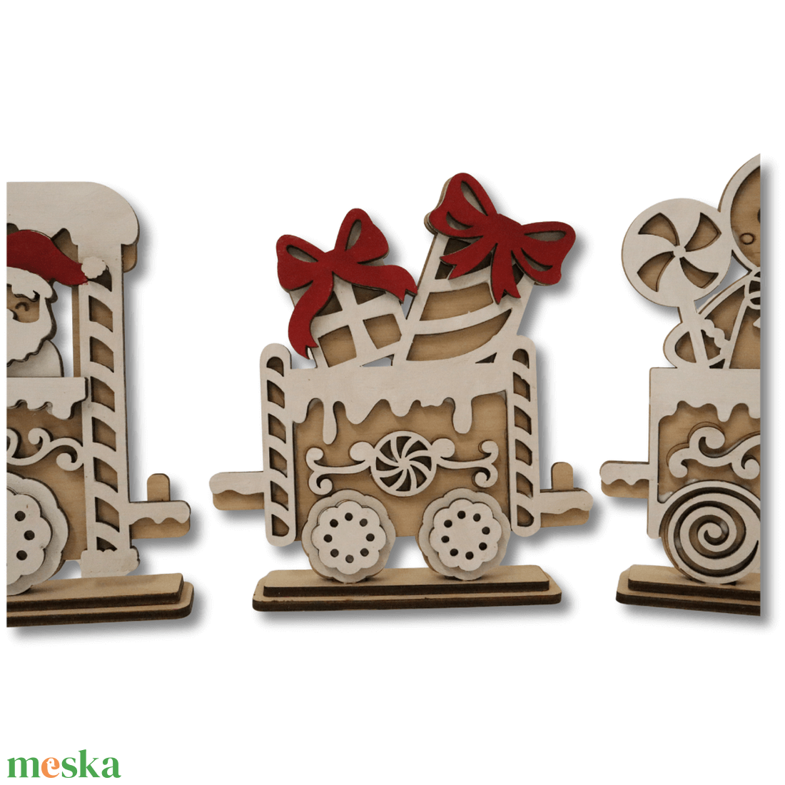 Mikulás vonat dekoráció - karácsony - karácsonyi lakásdekoráció - karácsonyi falu, házikó - Meska.hu