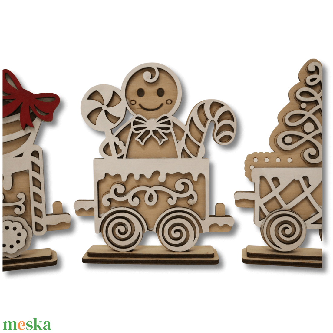 Mikulás vonat dekoráció - karácsony - karácsonyi lakásdekoráció - karácsonyi falu, házikó - Meska.hu