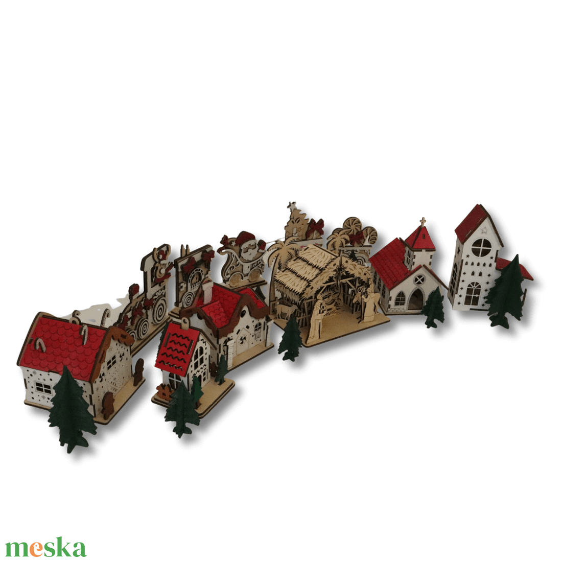 Karácsonyi dekorcsomag - Téli Álomfalu - LED világítással - karácsony - karácsonyi lakásdekoráció - karácsonyi falu, házikó - Meska.hu