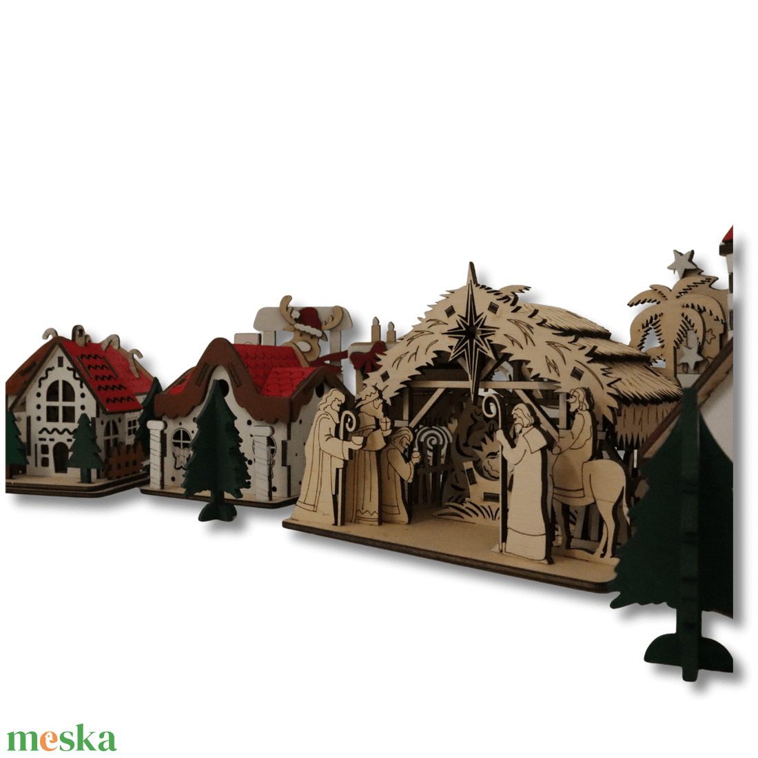 Karácsonyi dekorcsomag - Téli Álomfalu - LED világítással - karácsony - karácsonyi lakásdekoráció - karácsonyi falu, házikó - Meska.hu