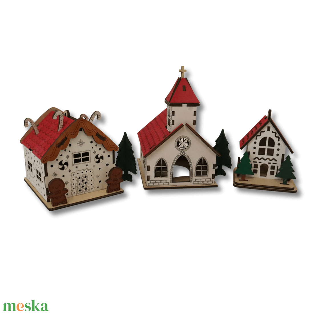 Karácsonyi dekorcsomag - Fények Faluja - LED világítással - karácsony - karácsonyi lakásdekoráció - karácsonyi falu, házikó - Meska.hu