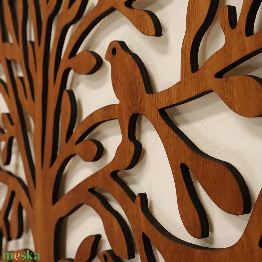 Életfa falikép - Egyenes törzsű, madárkákkal - otthon & életmód - dekoráció - kép & falikép - fából készült kép - Meska.hu