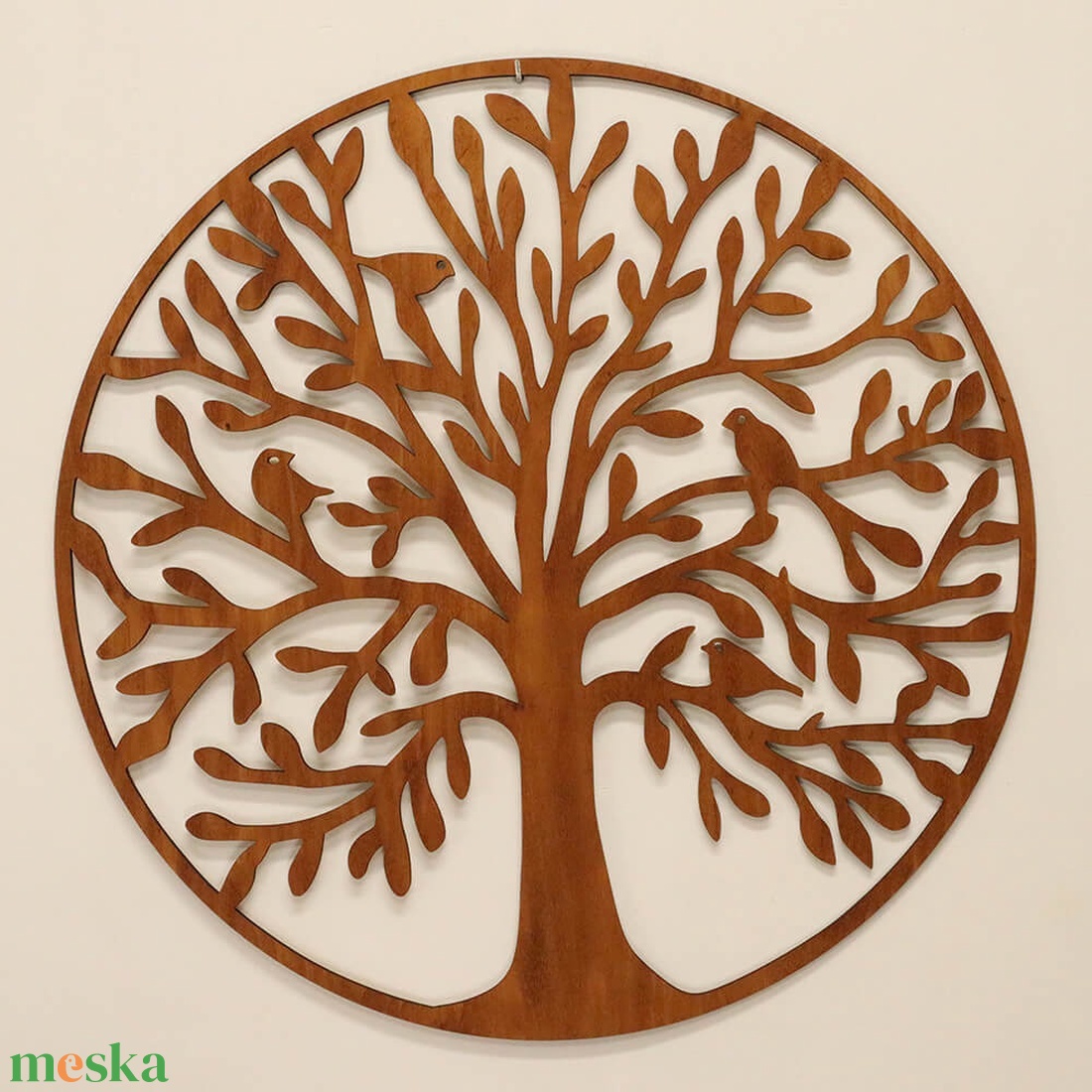 Életfa falikép - Egyenes törzsű, madárkákkal - otthon & életmód - dekoráció - kép & falikép - fából készült kép - Meska.hu