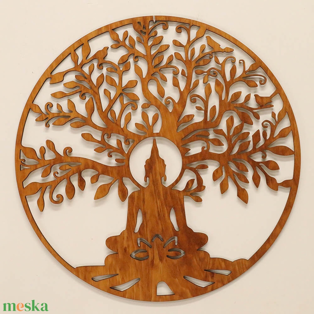 Életfa falikép - Buddha lótusszal - otthon & életmód - dekoráció - kép & falikép - fából készült kép - Meska.hu