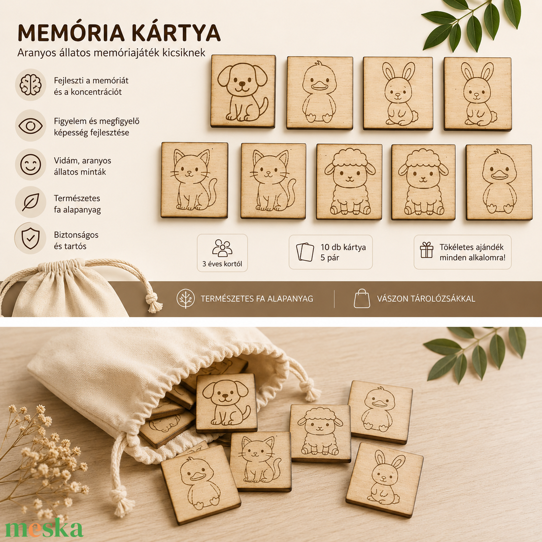Állatos fa memóriajáték - baba - mama - baba játékok - babakocka - Meska.hu
