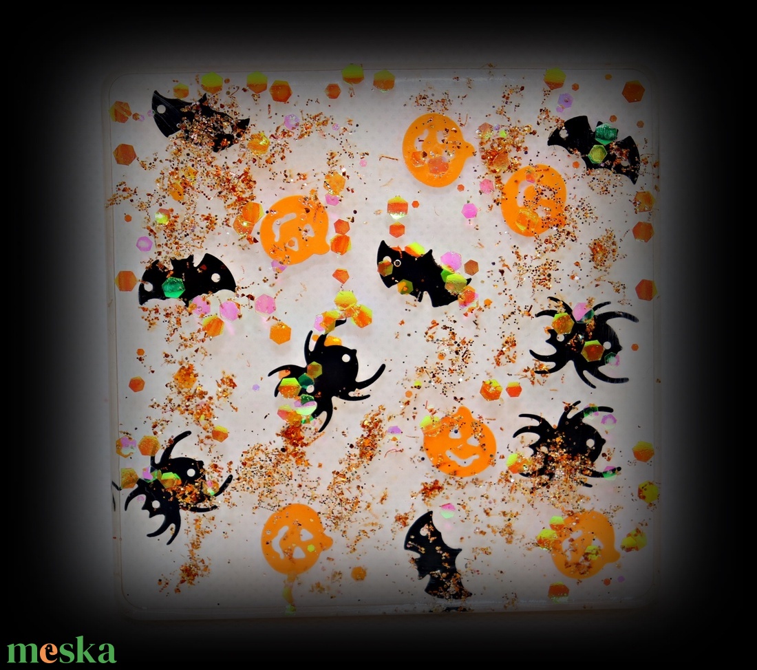 Halloween motívumos poháralátét - otthon & lakás - dekoráció - halloween - halloweeni dekoráció - Meska.hu