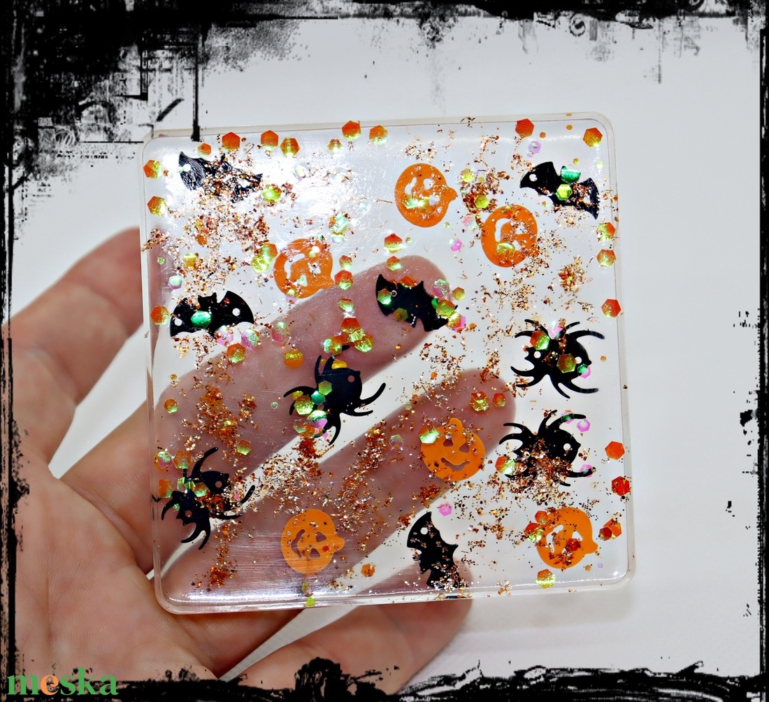 Halloween motívumos poháralátét - otthon & lakás - dekoráció - halloween - halloweeni dekoráció - Meska.hu